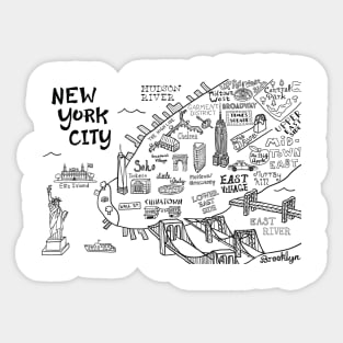 New York City Illustrated Map Sticker